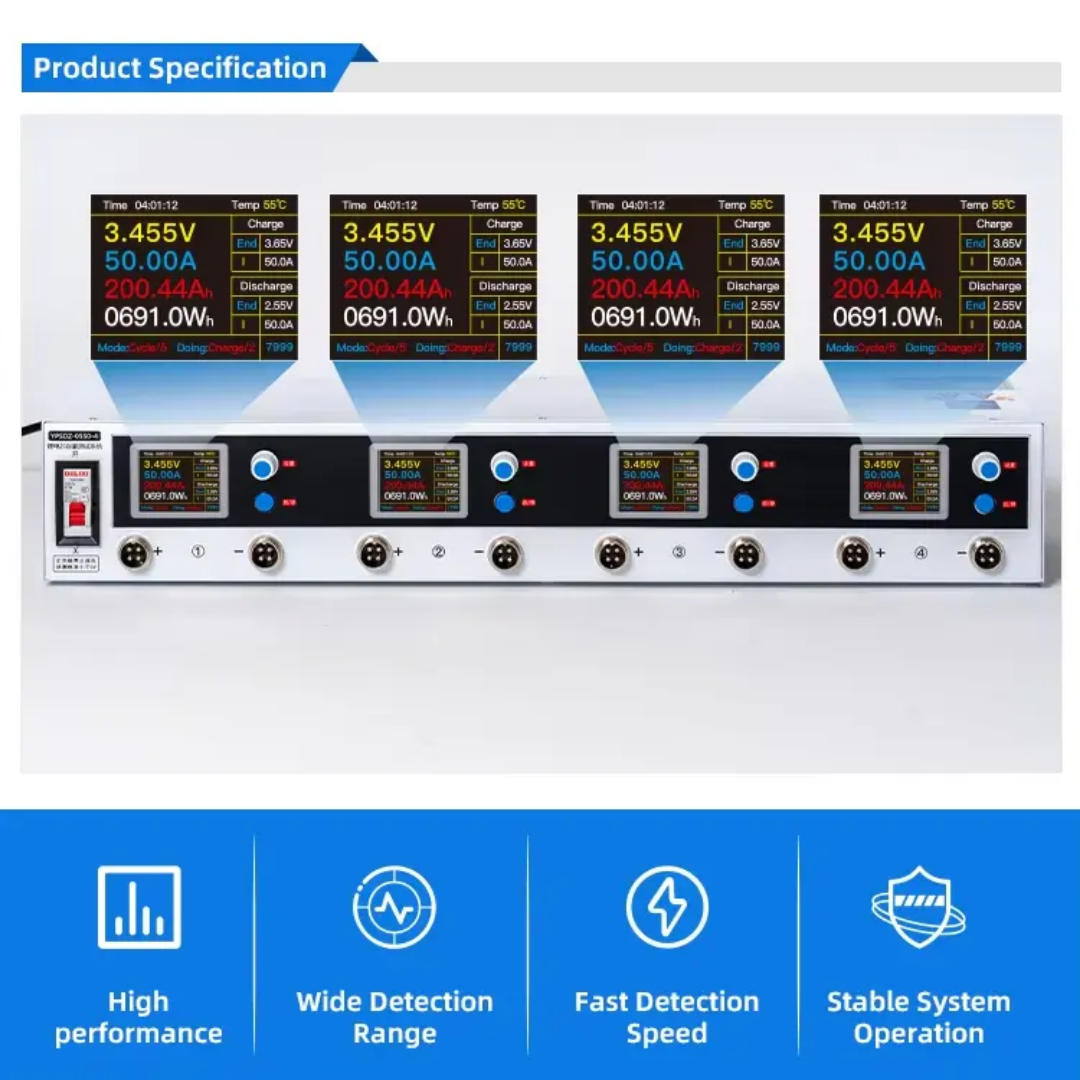 5v 50Amp 4 Channel Aging Load Capacity Tester for all Types Cells and Battery.