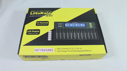 LiitoKala Lii-S12 Intelligent Charger 12 Slot Suitable for  LiFeP04 Li-ion NiMH for 26700 26650 21700 18650 AA AAA  C Batteries