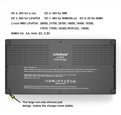 LiitoKala Lii-S12 Intelligent Charger 12 Slot Suitable for  LiFeP04 Li-ion NiMH for 26700 26650 21700 18650 AA AAA  C Batteries