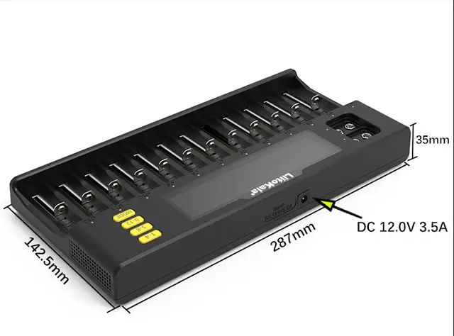 LiitoKala Lii-S12 Intelligent Charger 12 Slot Suitable for  LiFeP04 Li-ion NiMH for 26700 26650 21700 18650 AA AAA  C Batteries