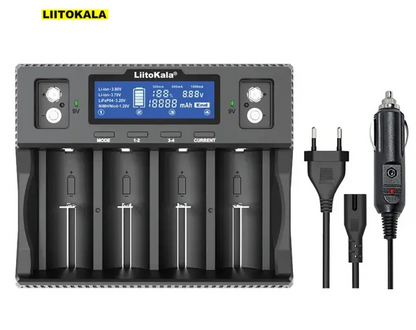 LitoKala Lii-D4XL Battery Charger for NiMH/Cd 1.2V D SC C AA AAA and Li-ion 3.7V 26700 26650 21700 18650 Battery LCD Display