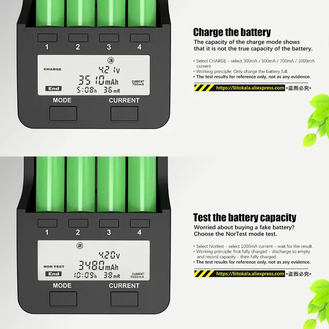 LiitoKala Lii-500 Smart Battery Charger LCD display test the battery capacity for 18650 26650 18350 14500 AA AAA batteries