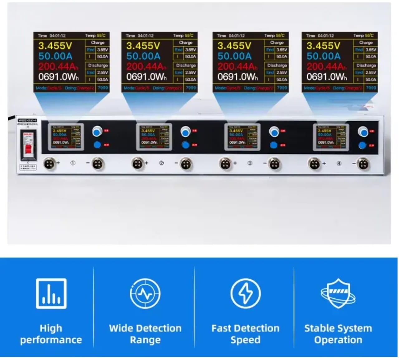 5v 50Amp 4 Channel Aging Load Capacity Tester for all Types Cells and Battery.
