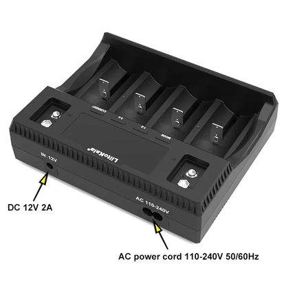 LitoKala Lii-D4XL Battery Charger for NiMH/Cd 1.2V D SC C AA AAA and Li-ion 3.7V 26700 26650 21700 18650 Battery LCD Display