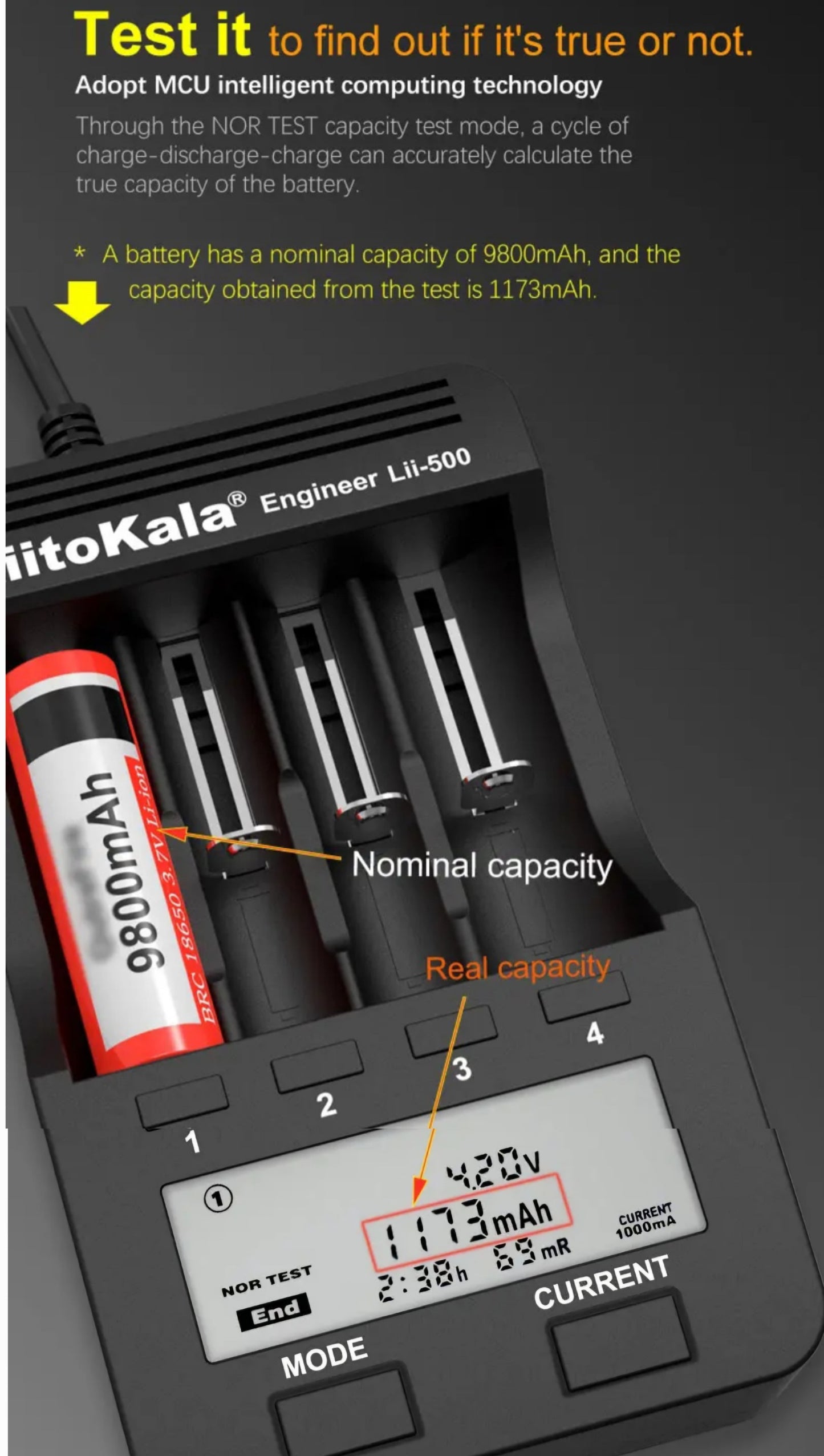 LiitoKala Lii-500 Smart Battery Charger LCD display test the battery capacity for 18650 26650 18350 14500 AA AAA batteries